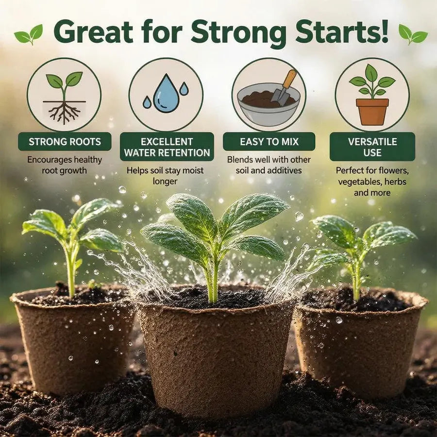 Young plants growing in a moisture-friendly coco coir blend